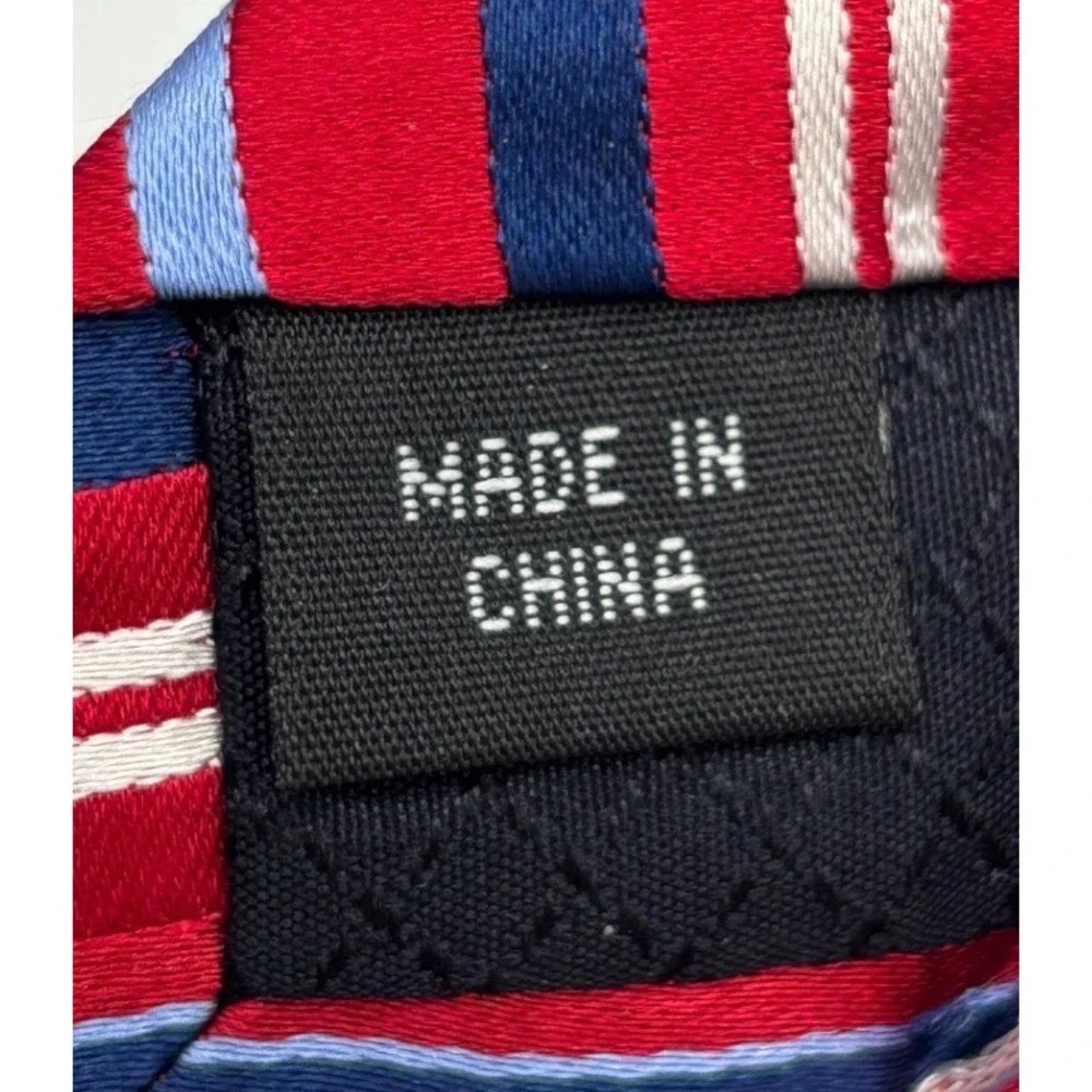 Jones New York Men's Silk Necktie Red Blue White Diagonal Stripe Classic Tie